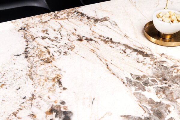 Table de salle à manger céramique métal en marbre naturel noir 180x76 cm