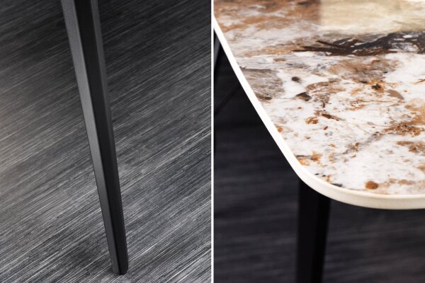 Table de salle à manger céramique métal en marbre naturel noir 180x76 cm