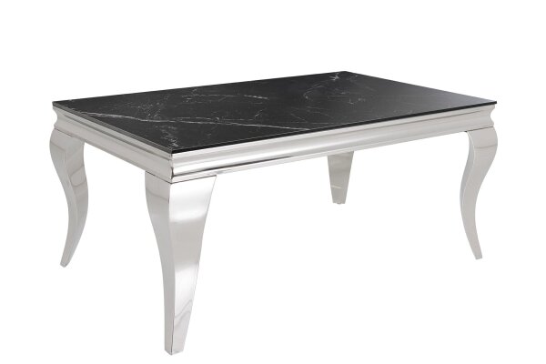 Table basse en céramique noire marbre argenté 100x60 cm (Lxl)