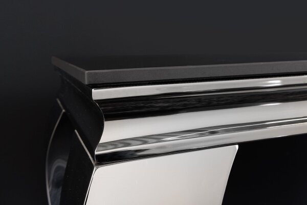 Table console en céramique noire argentée 145cm