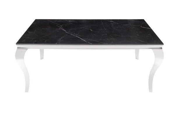 Table de salle à manger en céramique noire argentée 180 x 90 cm aspect marbre