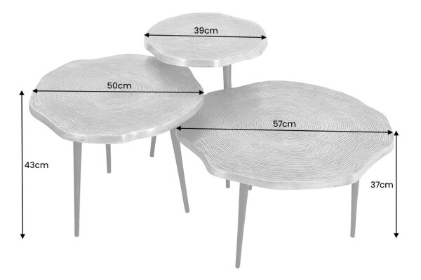 Set de 3 tables basses en métal doré noir fait main