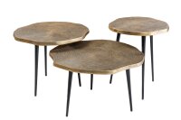 Set de 3 tables basses en métal doré noir...