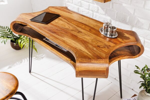Bureau bois de sheesham métal 120 x 78 cm