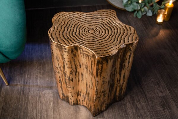Table dappoint en métal doré 44 x 37 cm Design tronc darbre