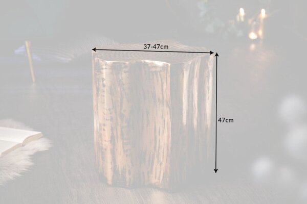 Table dappoint en métal doré 44 x 37 cm Design tronc darbre
