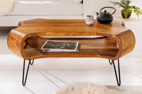 Table basse en bois de sheesham et métal 100 x 55 cm