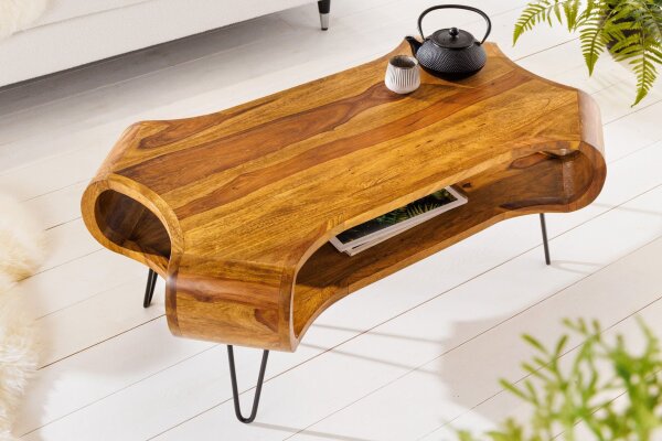 Table basse en bois de sheesham et métal 100 x 55 cm