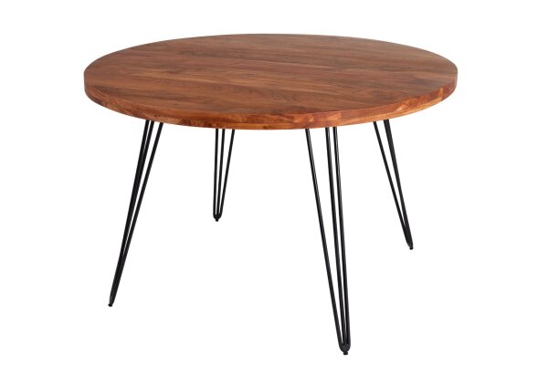 Table de salle à manger en bois dacacia et métal 120 x 120 cm