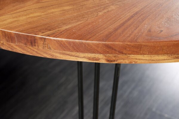 Table de salle à manger en bois dacacia et métal 120 x 120 cm