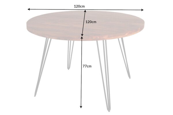 Table de salle à manger en bois dacacia et métal 120 x 120 cm