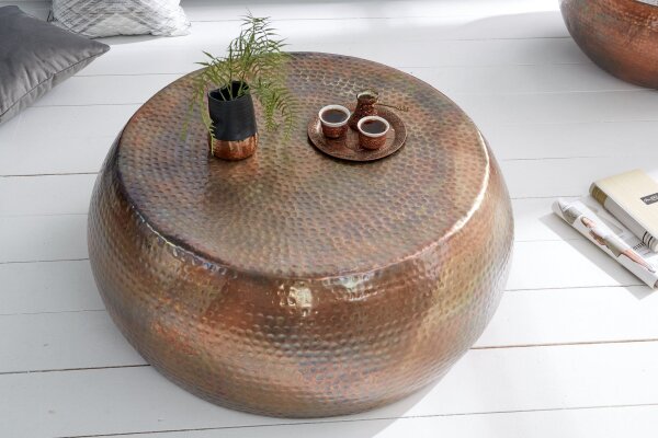 Table basse ronde Ø 80 cm Métal en cuivre fait main