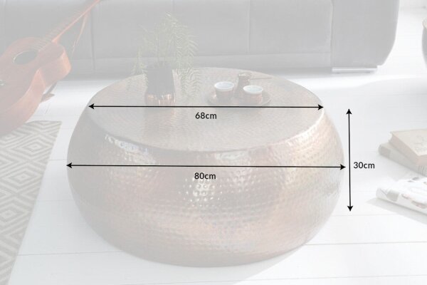 Table basse ronde Ø 80 cm Métal en cuivre fait main