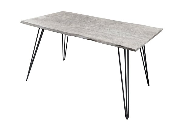 Table de salle à manger en bois dacacia métal gris noir 140x80 cm