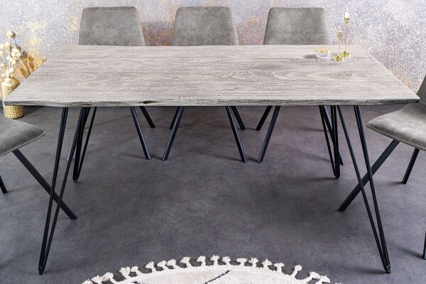 Table de salle à manger en bois dacacia métal gris noir 140x80 cm