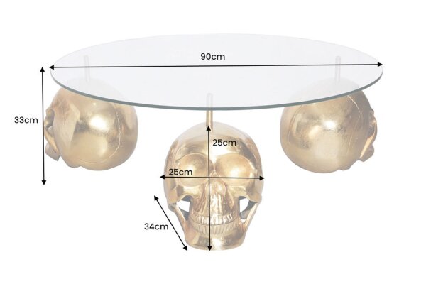 Table basse en verre trempé métal doré 90 x 90 cm