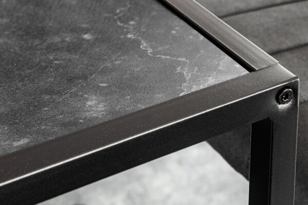 Table de bar aspect marbre noir 120 x 60 cm métal MDF