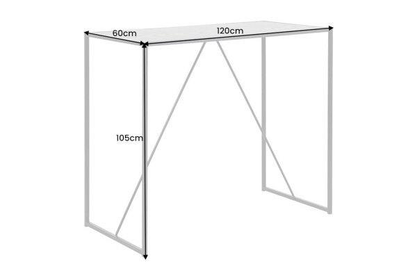 Table de bar aspect marbre noir 120 x 60 cm métal MDF