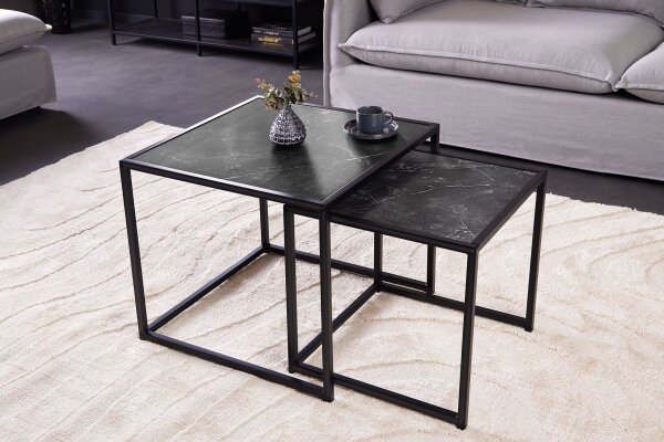 Set de 2 tables dappoint en anthracite noir
