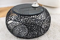 Table basse métal verre trempé noir 74x74...