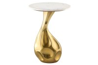 Table dappoint en marbre métal blanc or 36x36 cm...