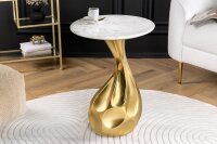 Table dappoint en marbre métal blanc or 36x36 cm...