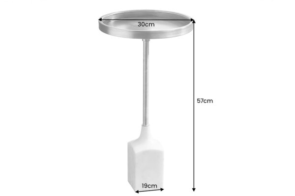 Table dappoint en marbre métal blanc or 30x30 cm artisanale
