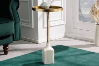 Table dappoint en marbre métal blanc or 30x30 cm...