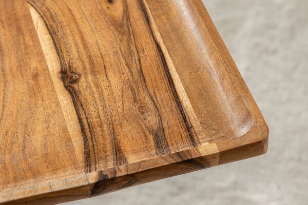 Table dappoint en bois dacacia marbre métal or noir