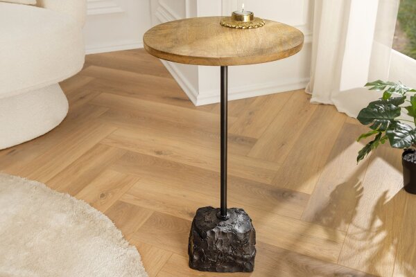 Table dappoint Mango Bois Marbre Métal Travail manuel Ø 33 cm