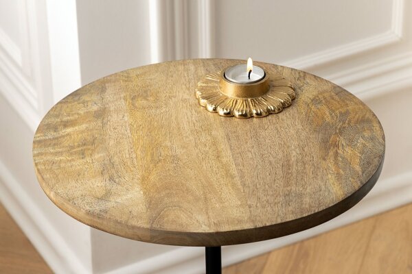 Table dappoint Mango Bois Marbre Métal Travail manuel Ø 33 cm