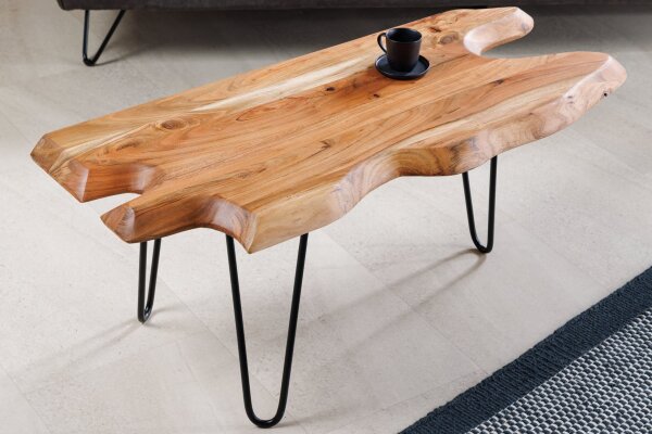 Table basse en bois dacacia métal 100x41 cm (LxlxH) artisanale
