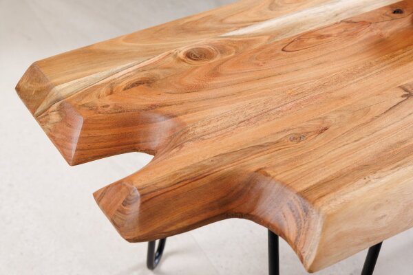Table basse en bois dacacia métal 100x41 cm (LxlxH) artisanale