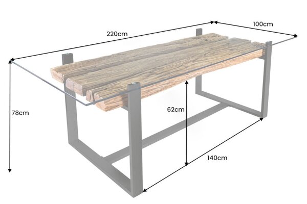 Table basse en bois dacacia métal 100x41 cm (LxlxH) artisanale