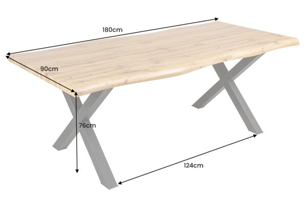 Table de salle à manger Bord darbre 180 x 90 cm x -pieds Industrial