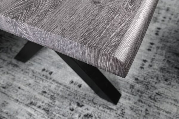 Table de salle à manger en gris noir 180 x 90 cm bord darbre