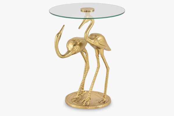 Table dappoint verre dur métal doré 40x42 cm artisanat