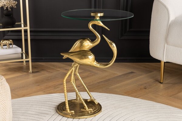 Table dappoint verre dur métal doré 40x42 cm artisanat