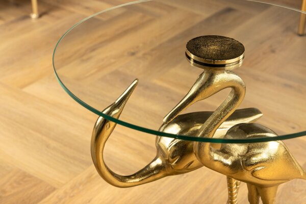 Table dappoint verre dur métal doré 40x42 cm artisanat