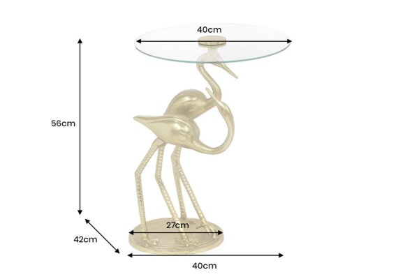 Table dappoint verre dur métal doré 40x42 cm artisanat
