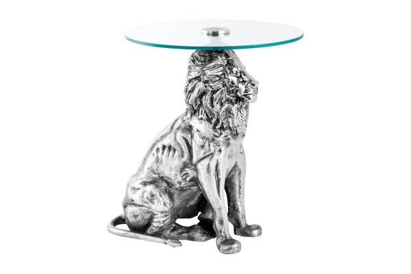 Table dappoint ronde Ø 45 cm travail manuel lion en argent