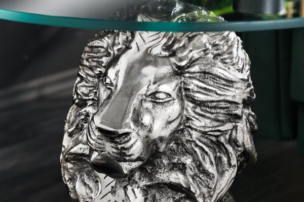 Table dappoint ronde Ø 45 cm travail manuel lion en argent