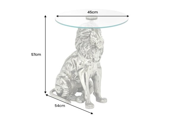 Table dappoint ronde Ø 45 cm travail manuel lion en argent