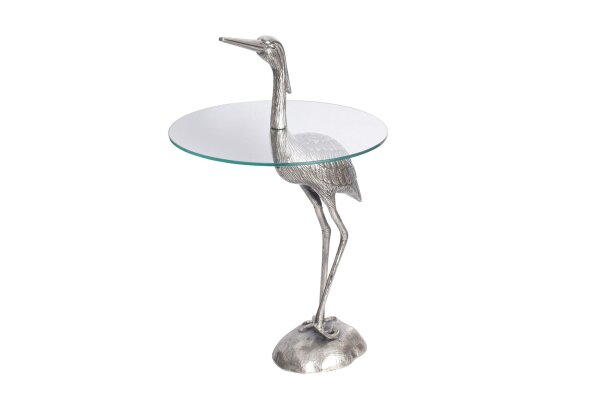 Table dappoint verre dur métal argenté 50x50 cm fait main