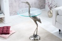Table dappoint verre dur métal argenté...