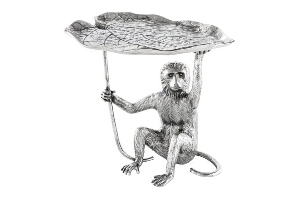 Table dappoint en métal argenté 55x50 cm artisanale