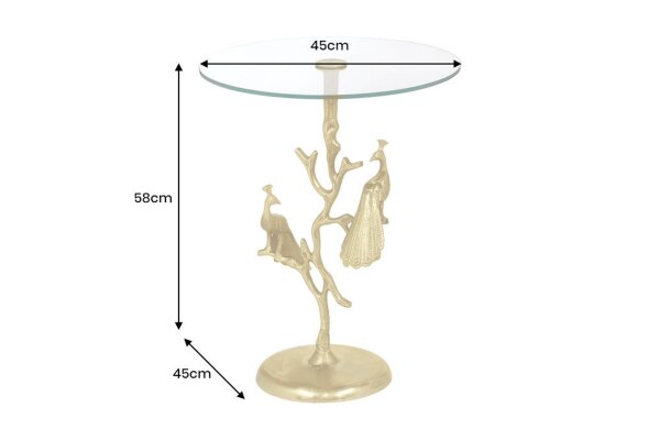 Table dappoint artisanale paon en or Ø 45 cm rond