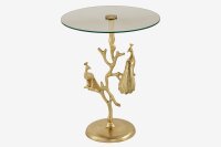 Table dappoint artisanale paon en or Ø 45 cm rond