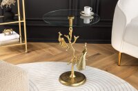 Table dappoint artisanale paon en or Ø 45 cm rond