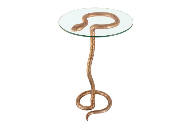 Table dappoint verre dur métal en cuivre 45x45 cm fait main